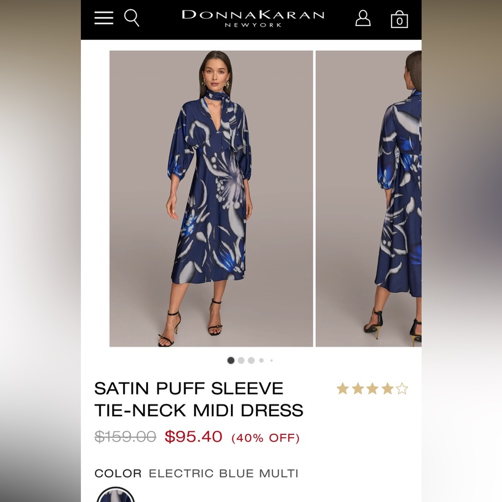 Donna Karan Abstract Blue Midi Dress